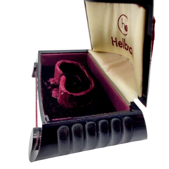 Vintage Helbros Deco Watch Box Burgundy Velvet Acrylic Presentation Clamshell - Picture 4 of 9